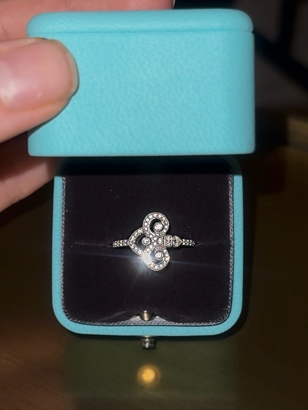 Tiffany & Co. Fleur de Lis Diamond Ring Platinum 950 0.24ct Size 6 w/ Box